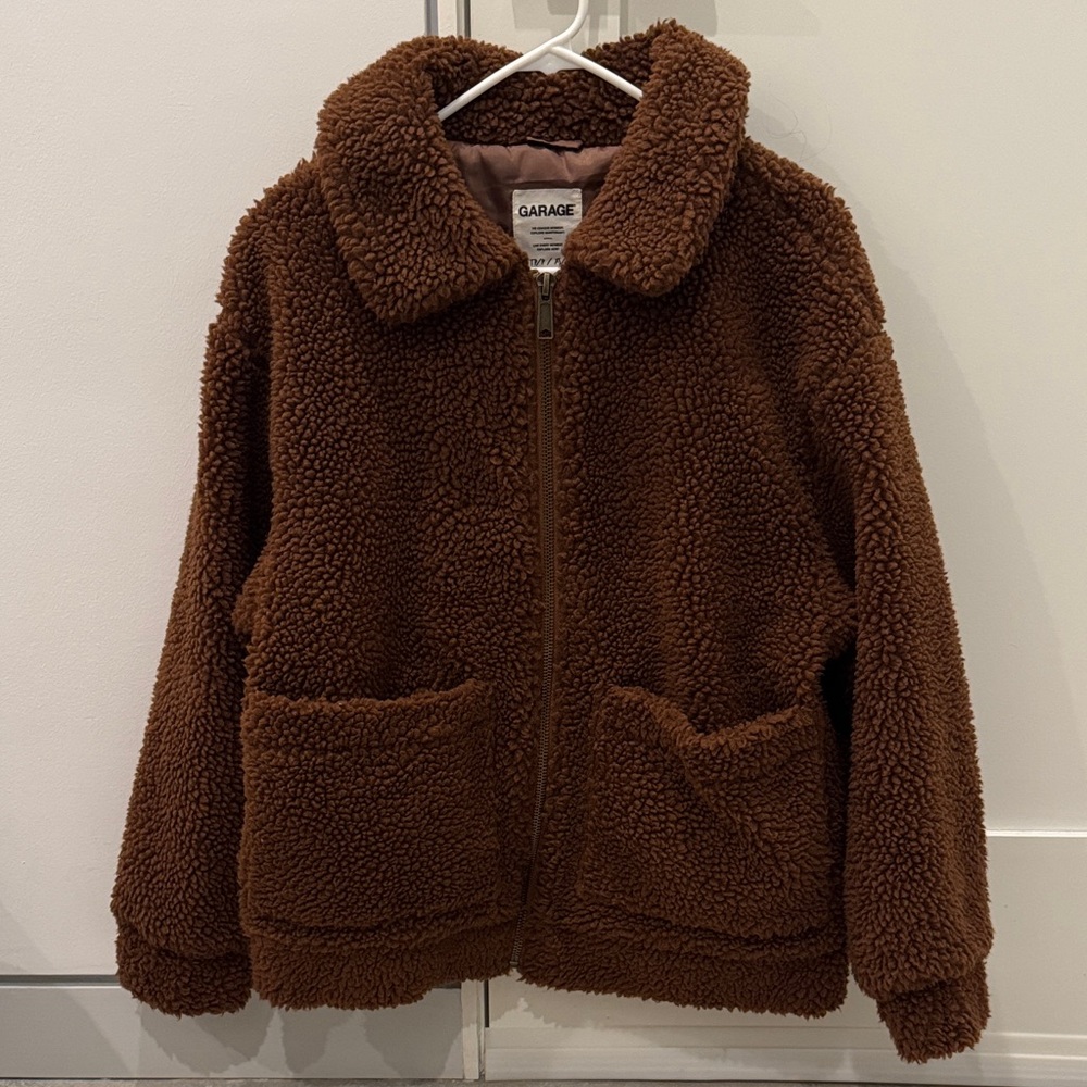 Women’s oversized brown teddy coat